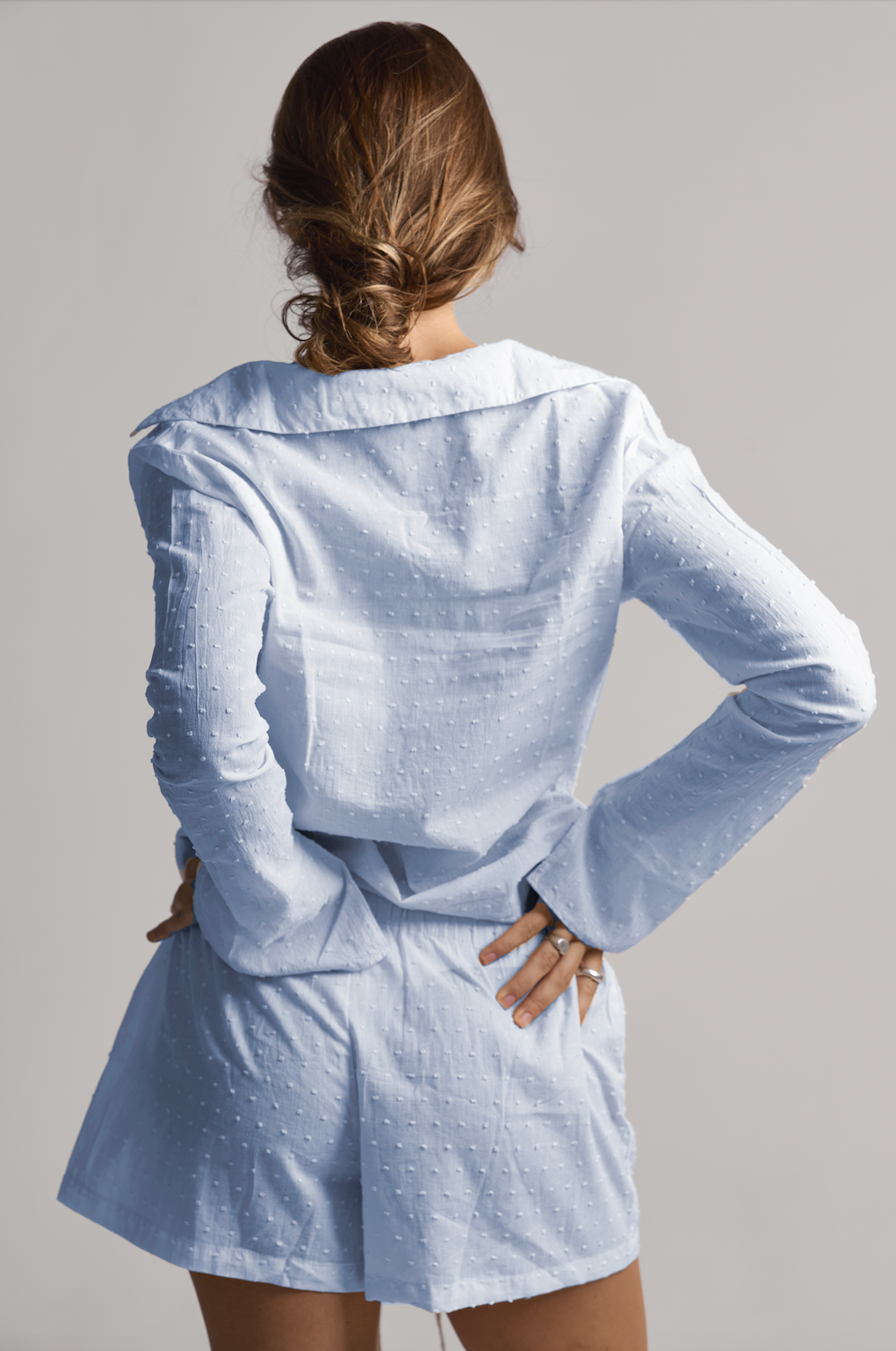 Blouse with ties (BLUE)