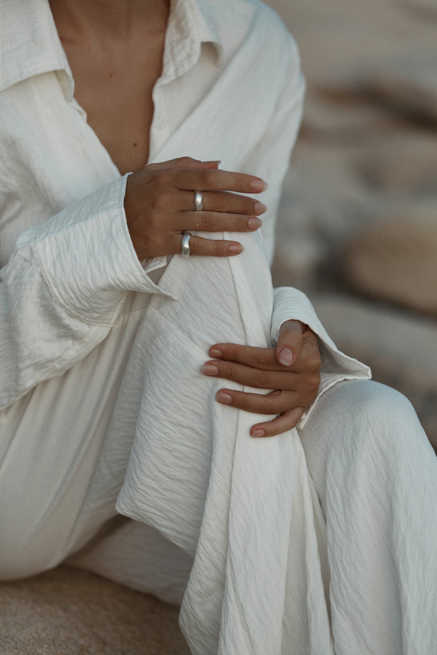 White linen pants