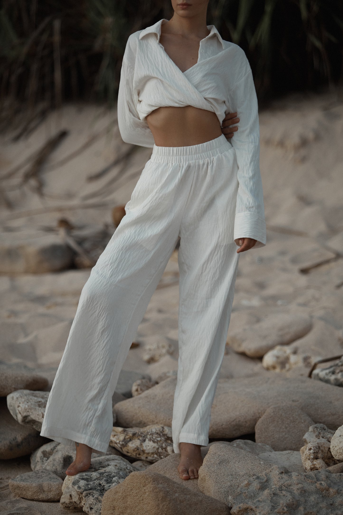 White linen pants