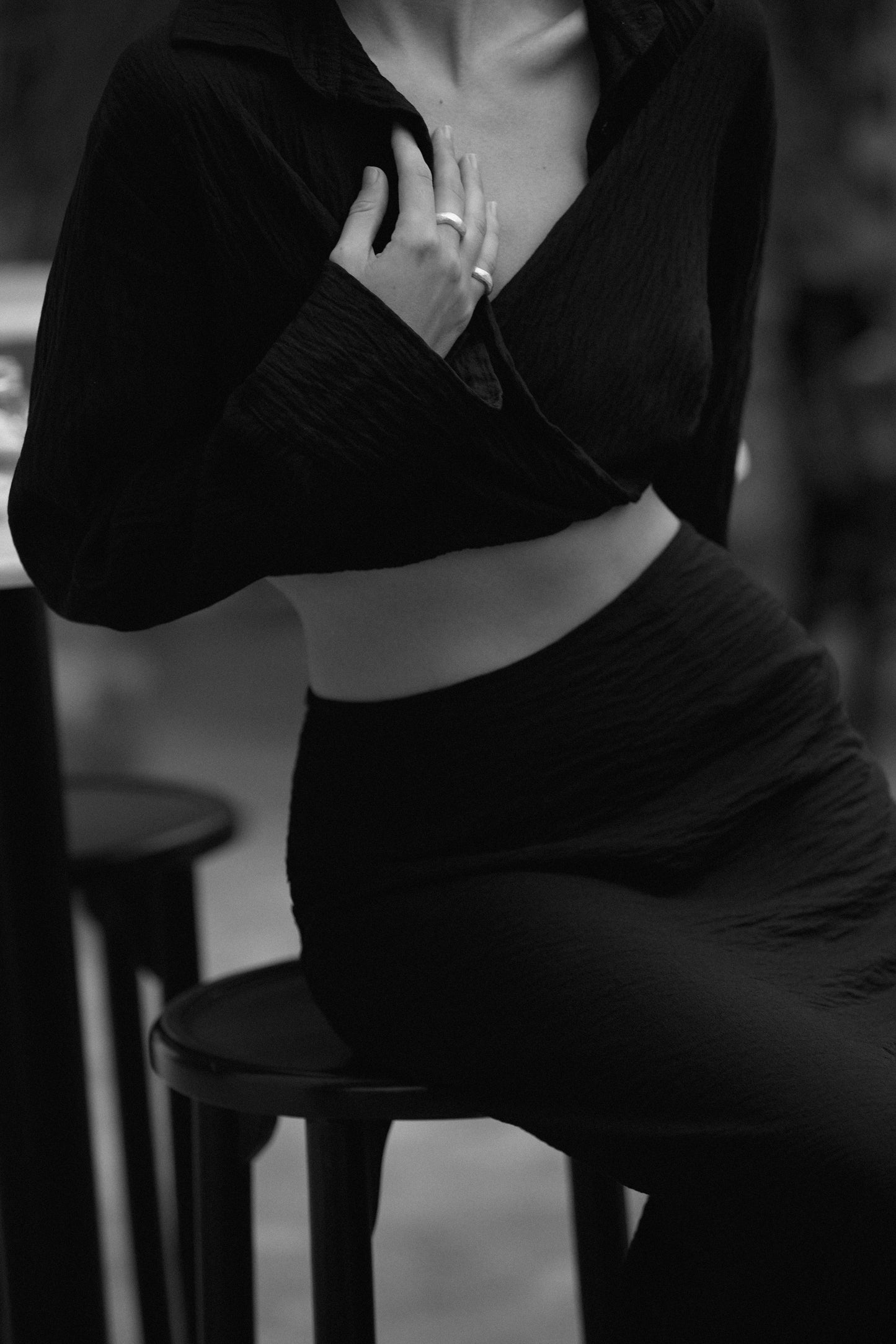 Black linen suit