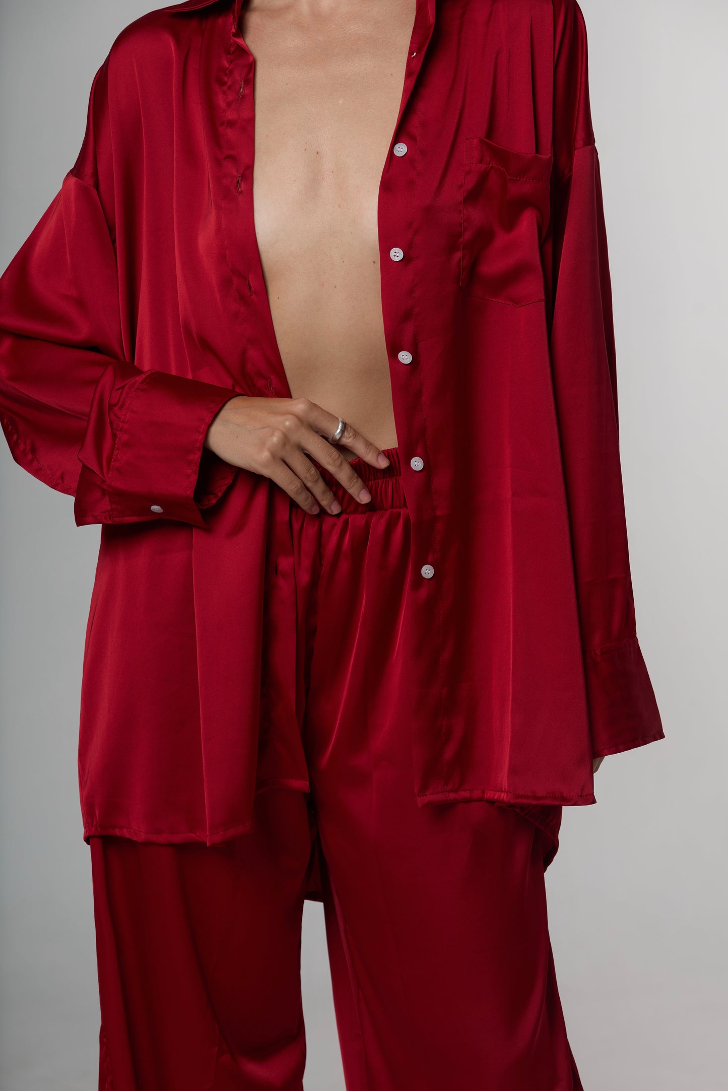 Silk pants red