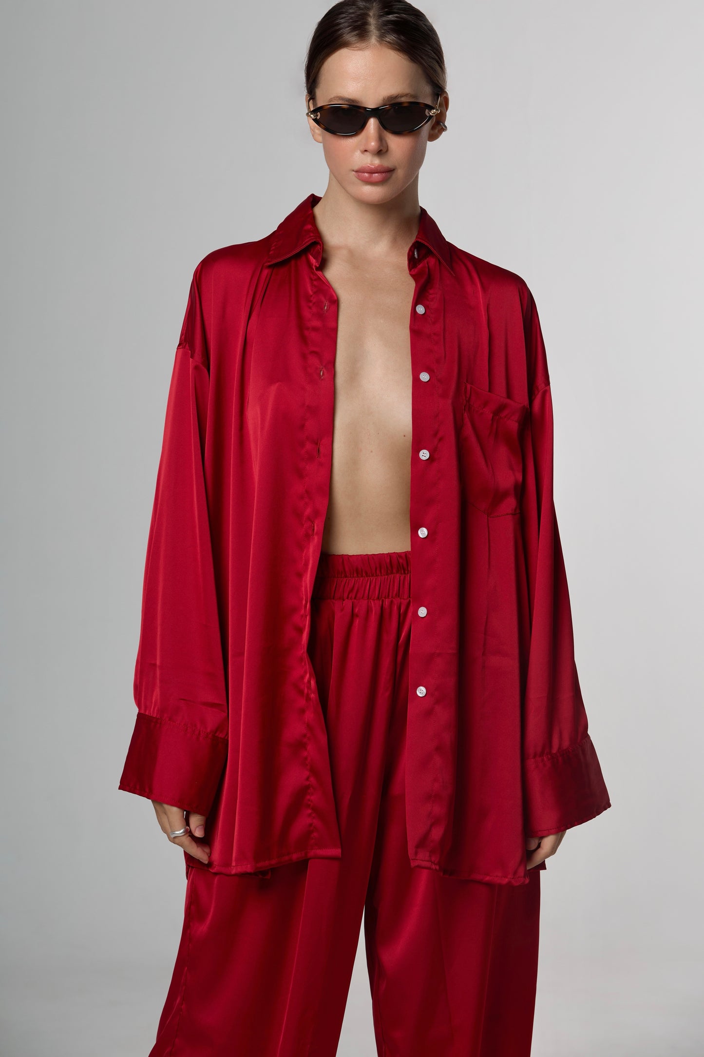 Silk shirt red