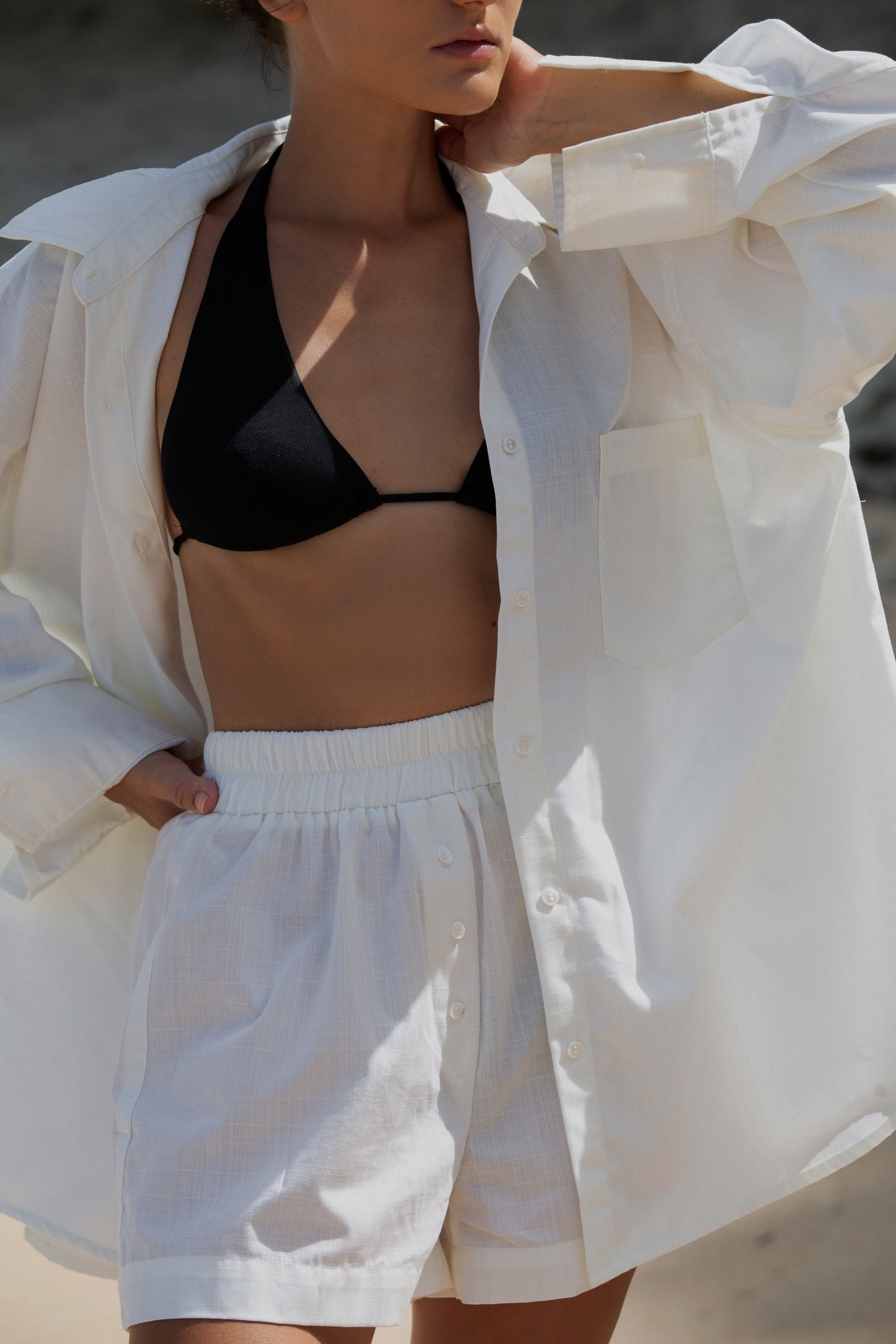 Cotton suit with boxer-shorts milk