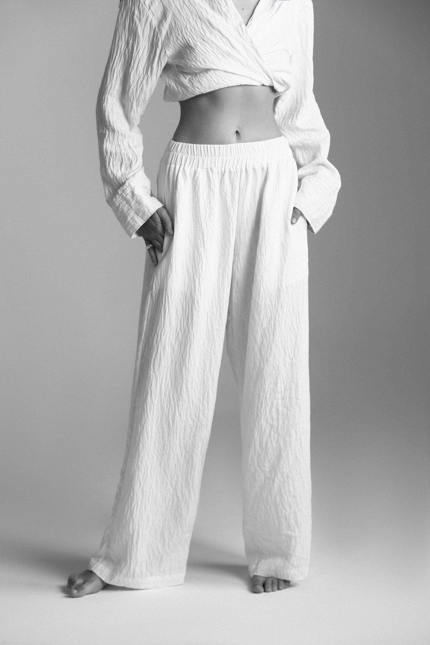 White linen pants