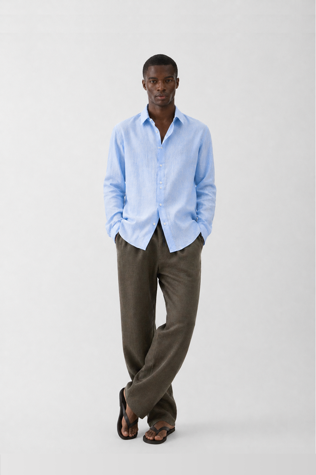Linen Shirt Light Blue, Men