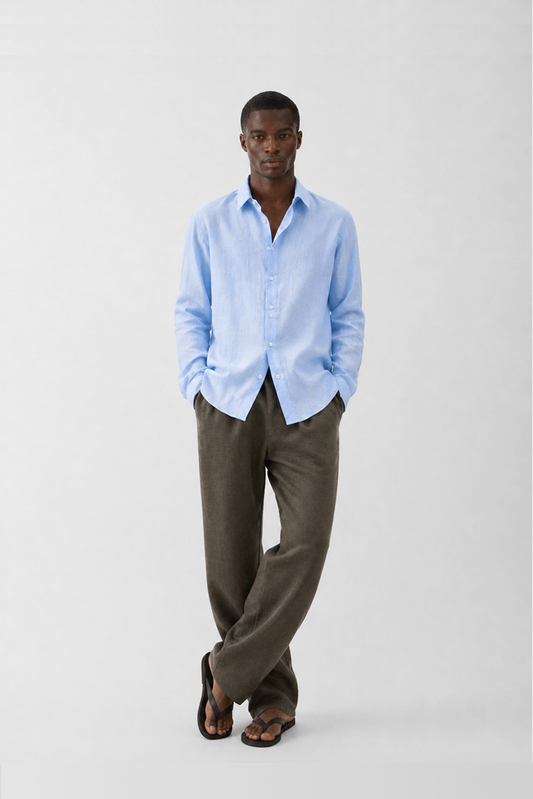 Linen Shirt Light Blue, Men