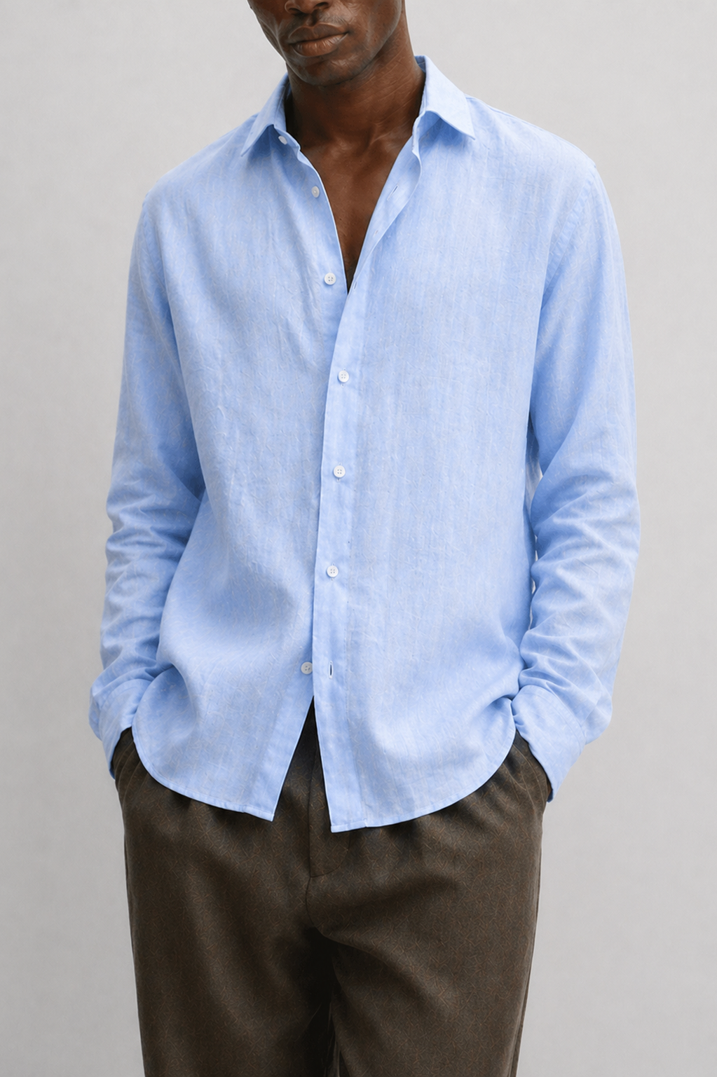 Linen Shirt Light Blue, Men