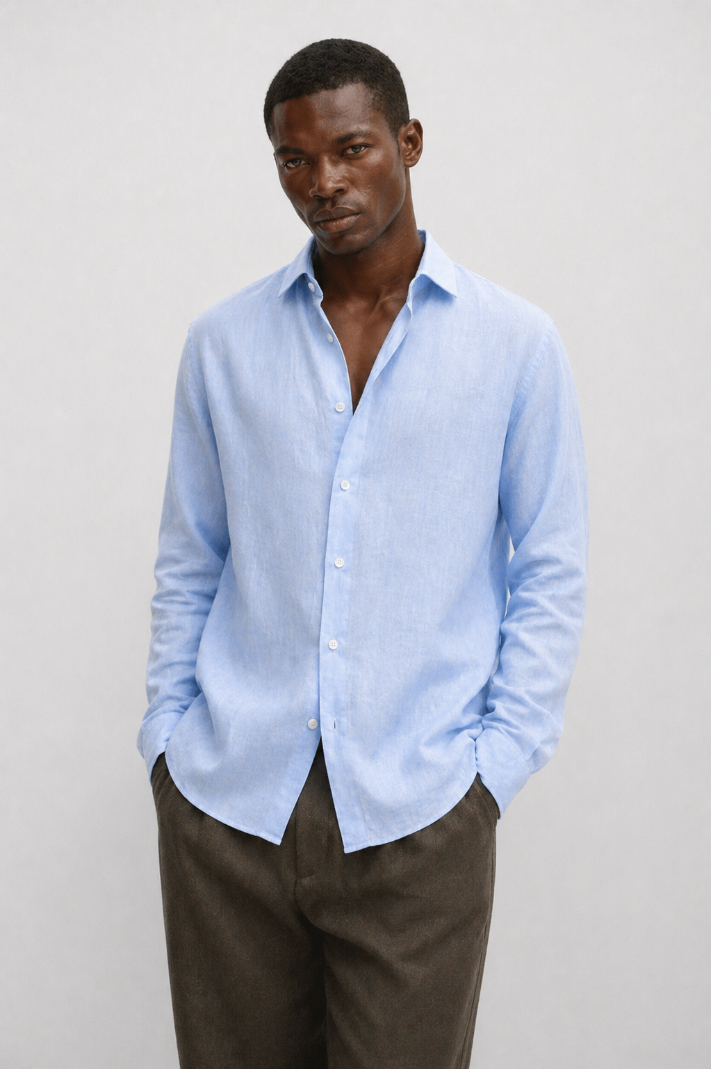 Linen Shirt Light Blue, Men