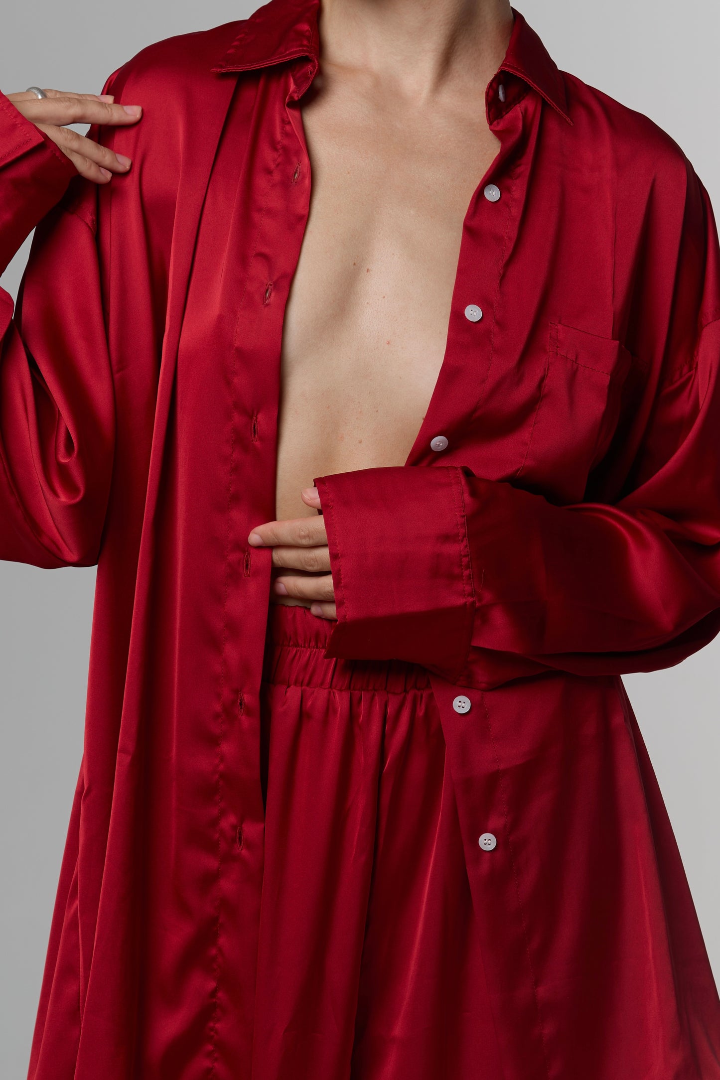 Silk suit red