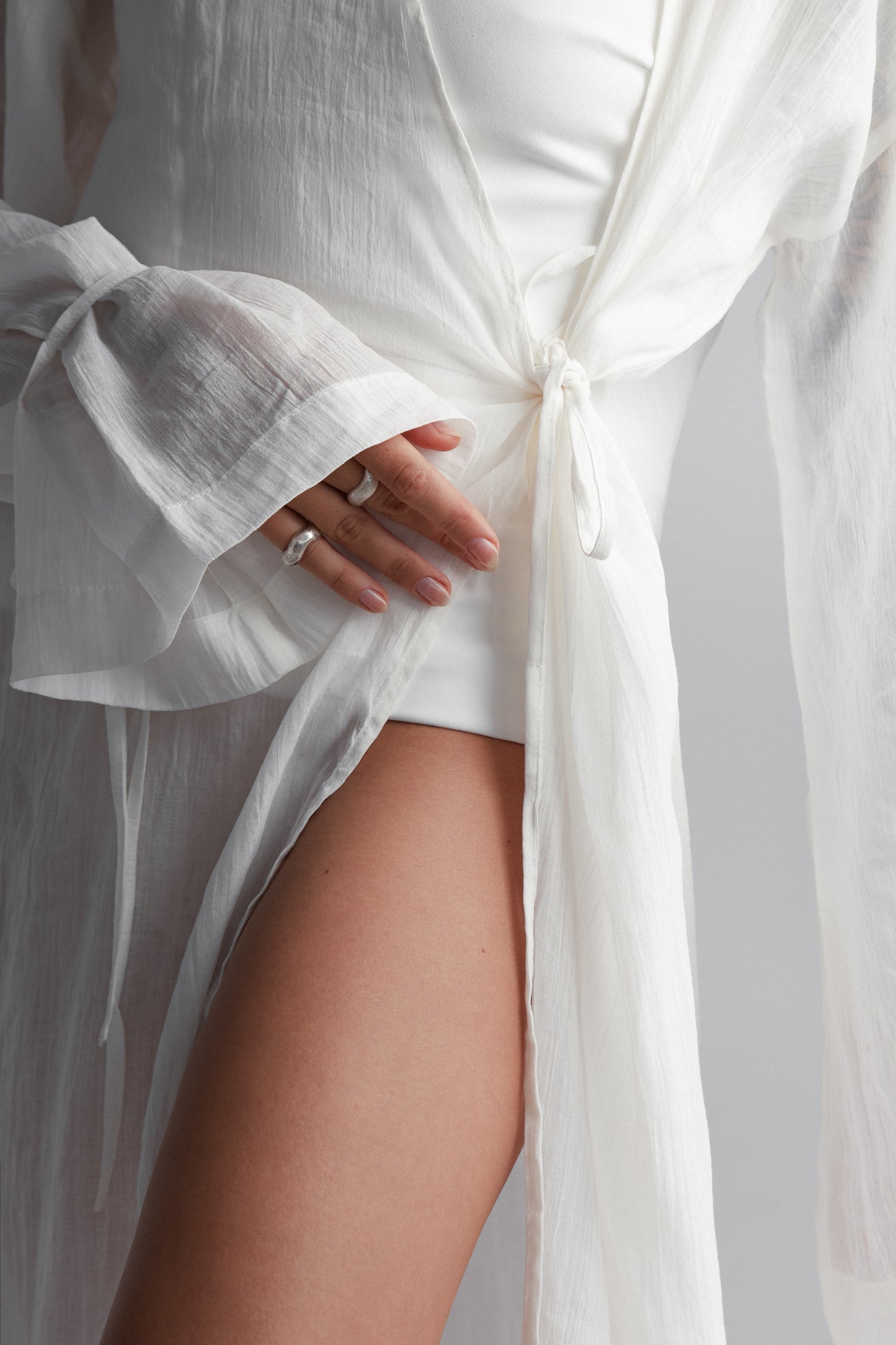 White linen kimono-dress