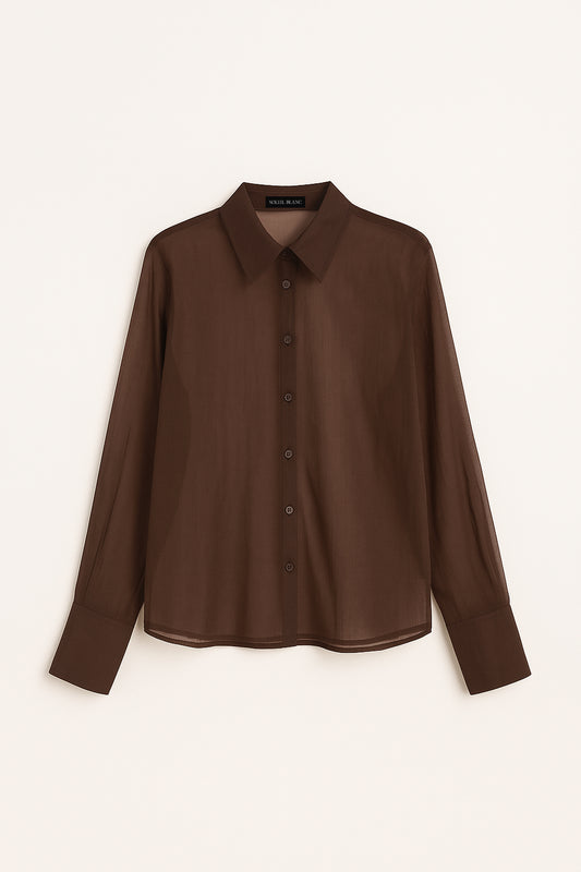 Veil shirt cotton brown