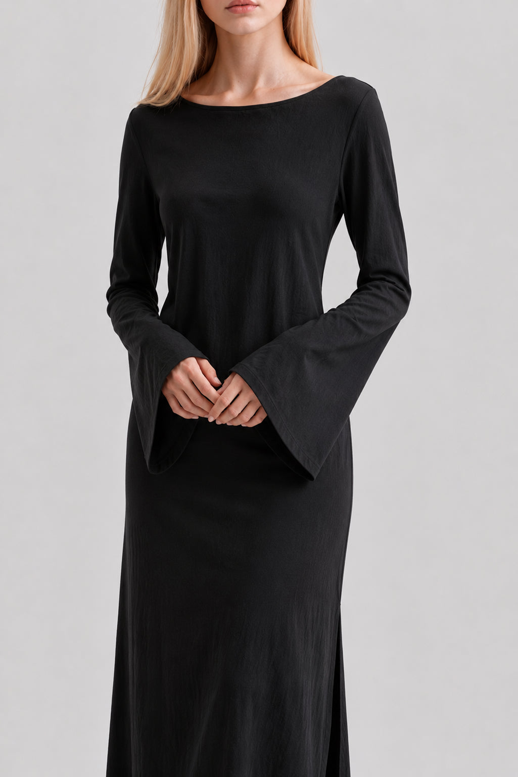 Long cotton dress black