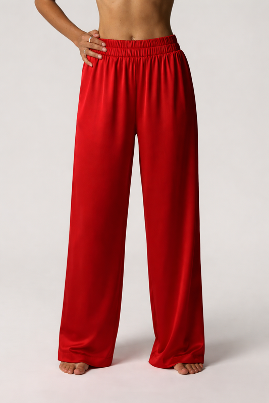 Silk pants red
