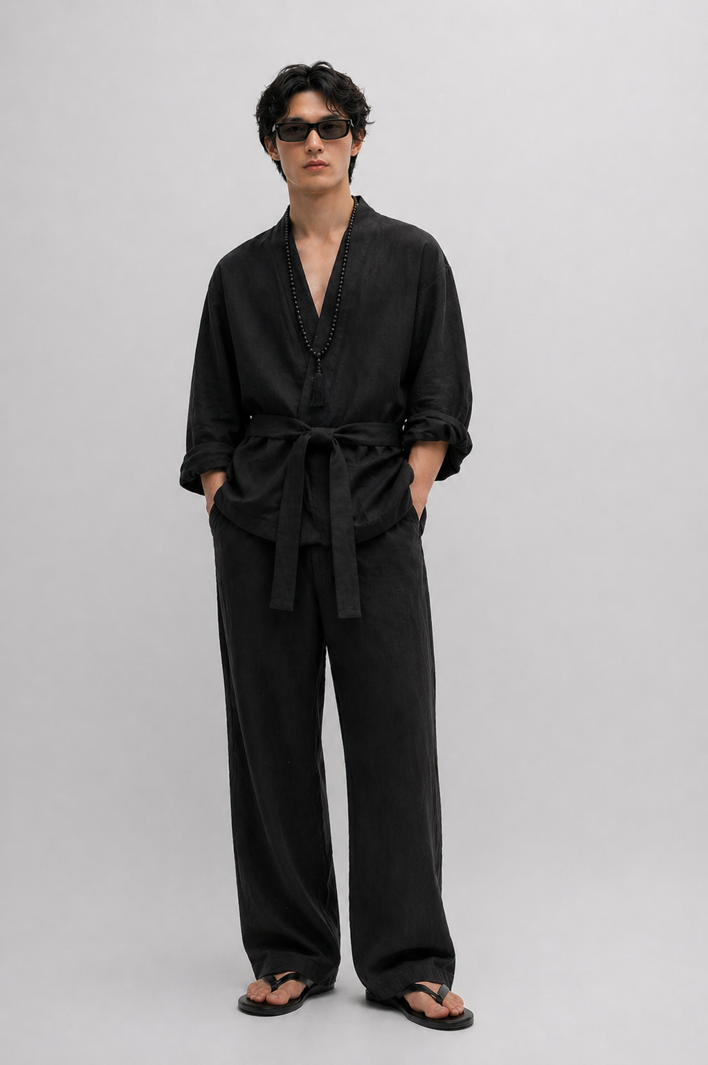 Linen Short Kimono, Men