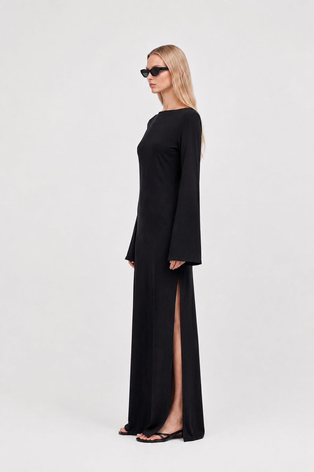 Long cotton dress black