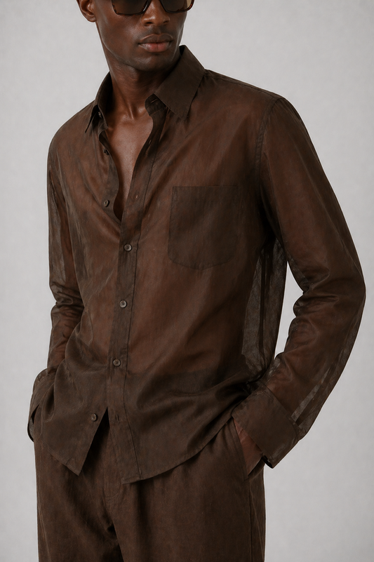 Veil Cotton Shirt Brown, Men