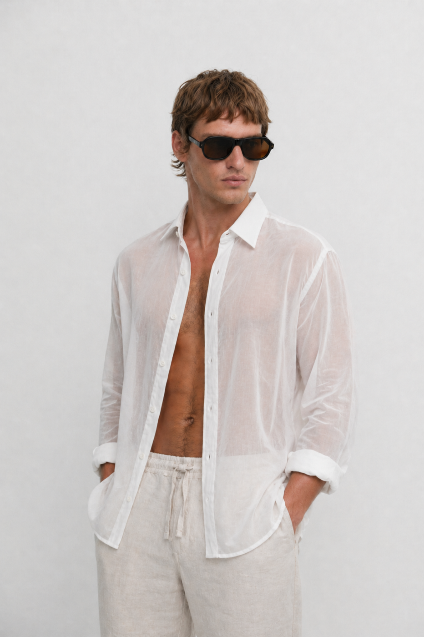 Veil Cotton Shirt White, Men