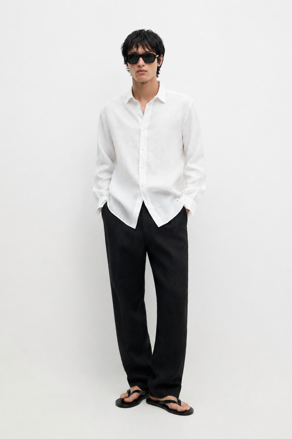 Linen Shirt White, Men