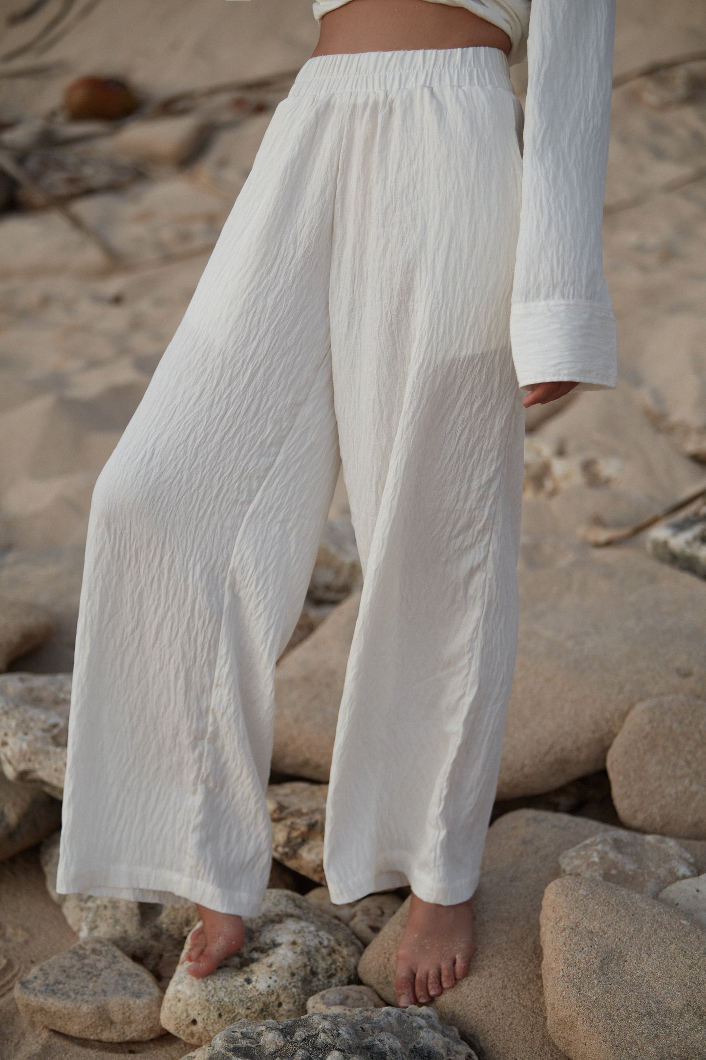 White linen pants