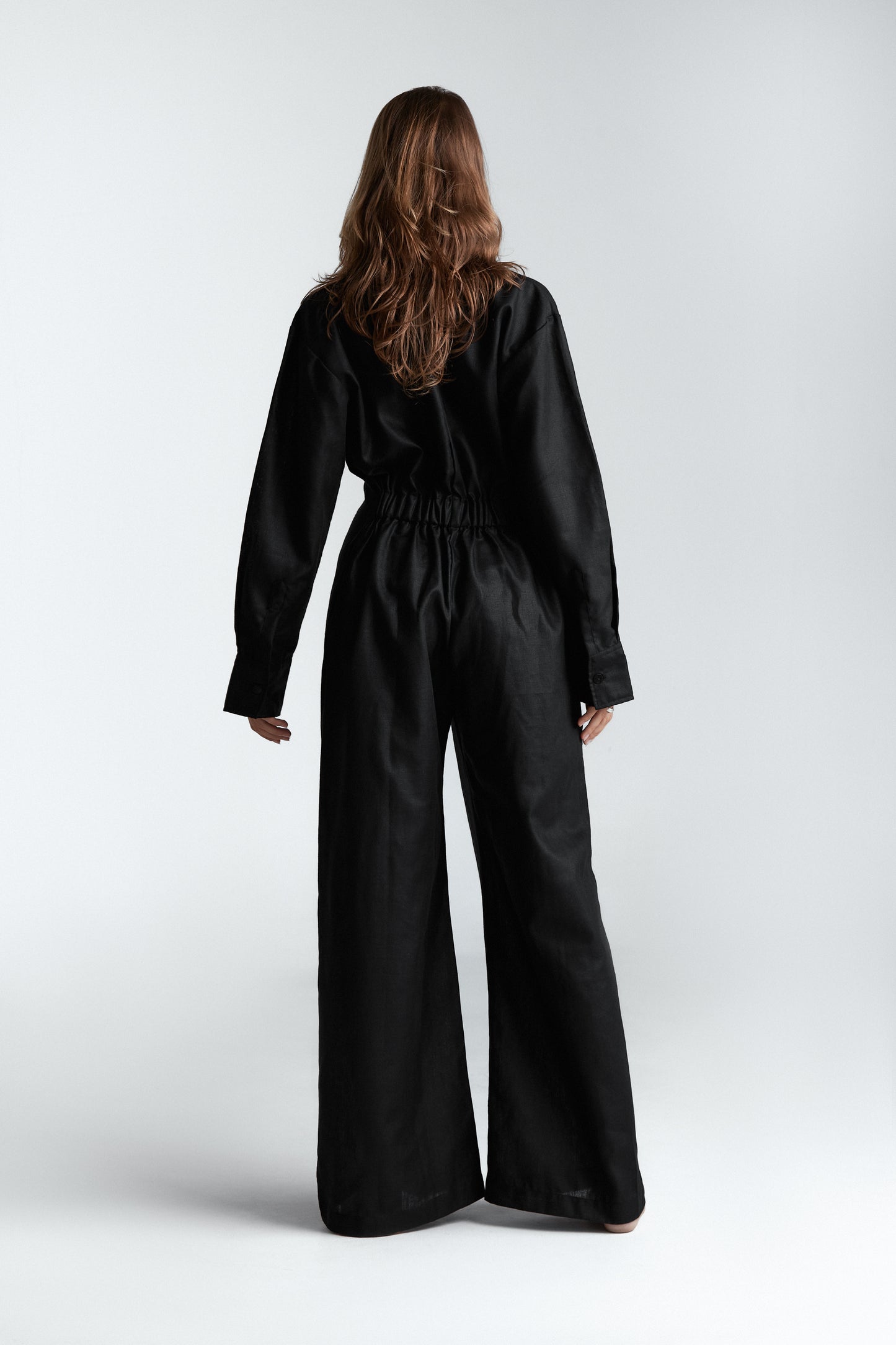 Linen jumpsuit in black