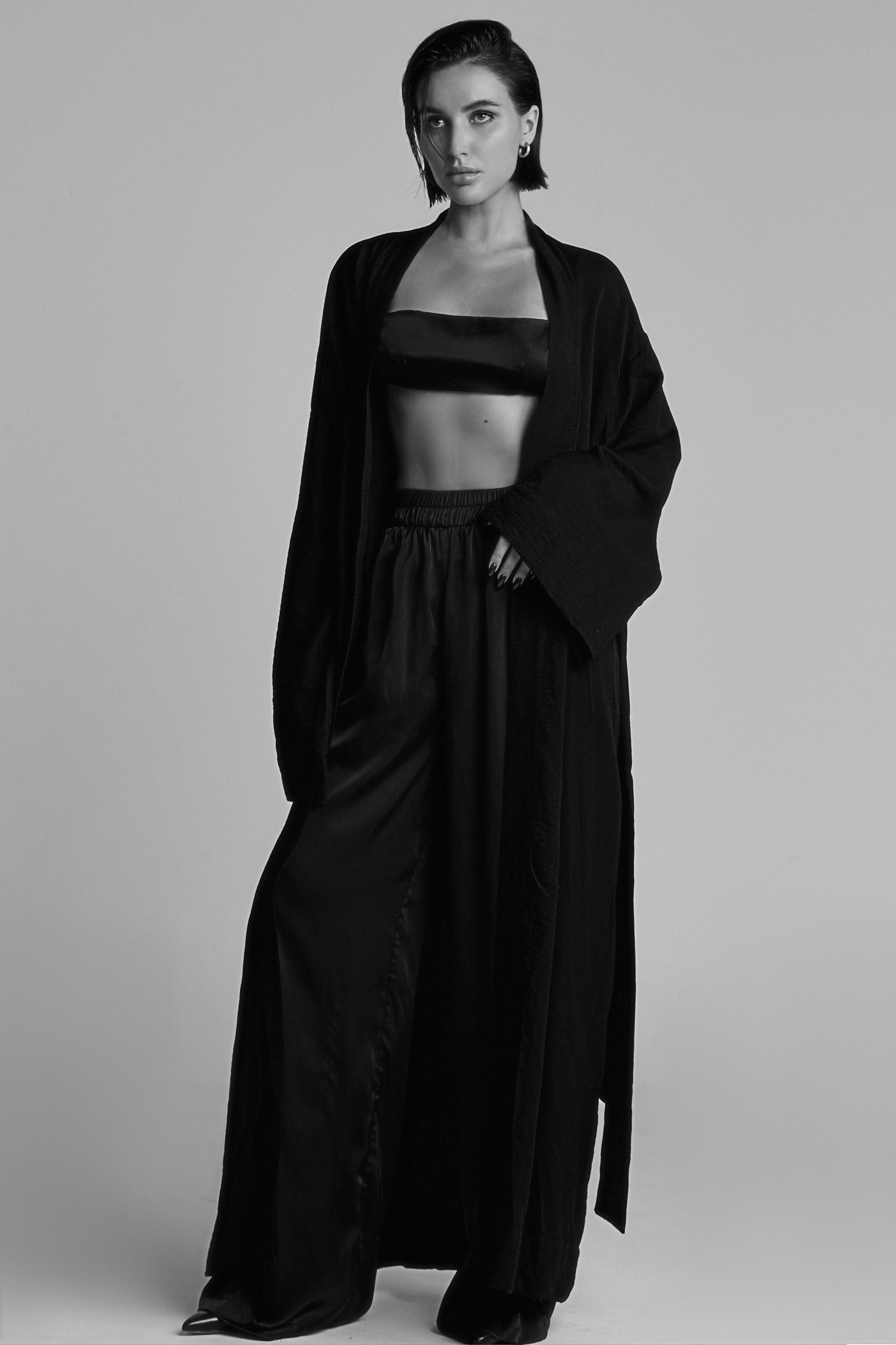 Black linen kimono