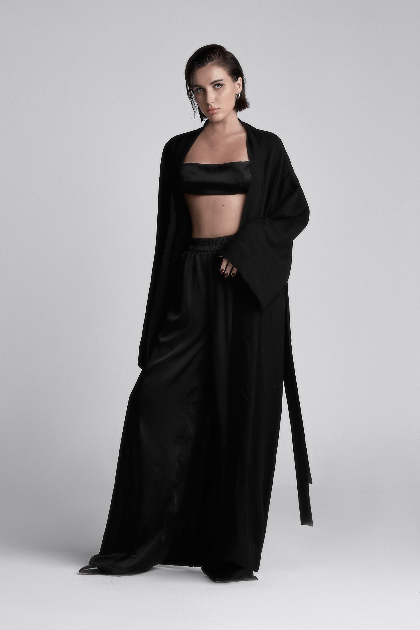 Black linen kimono