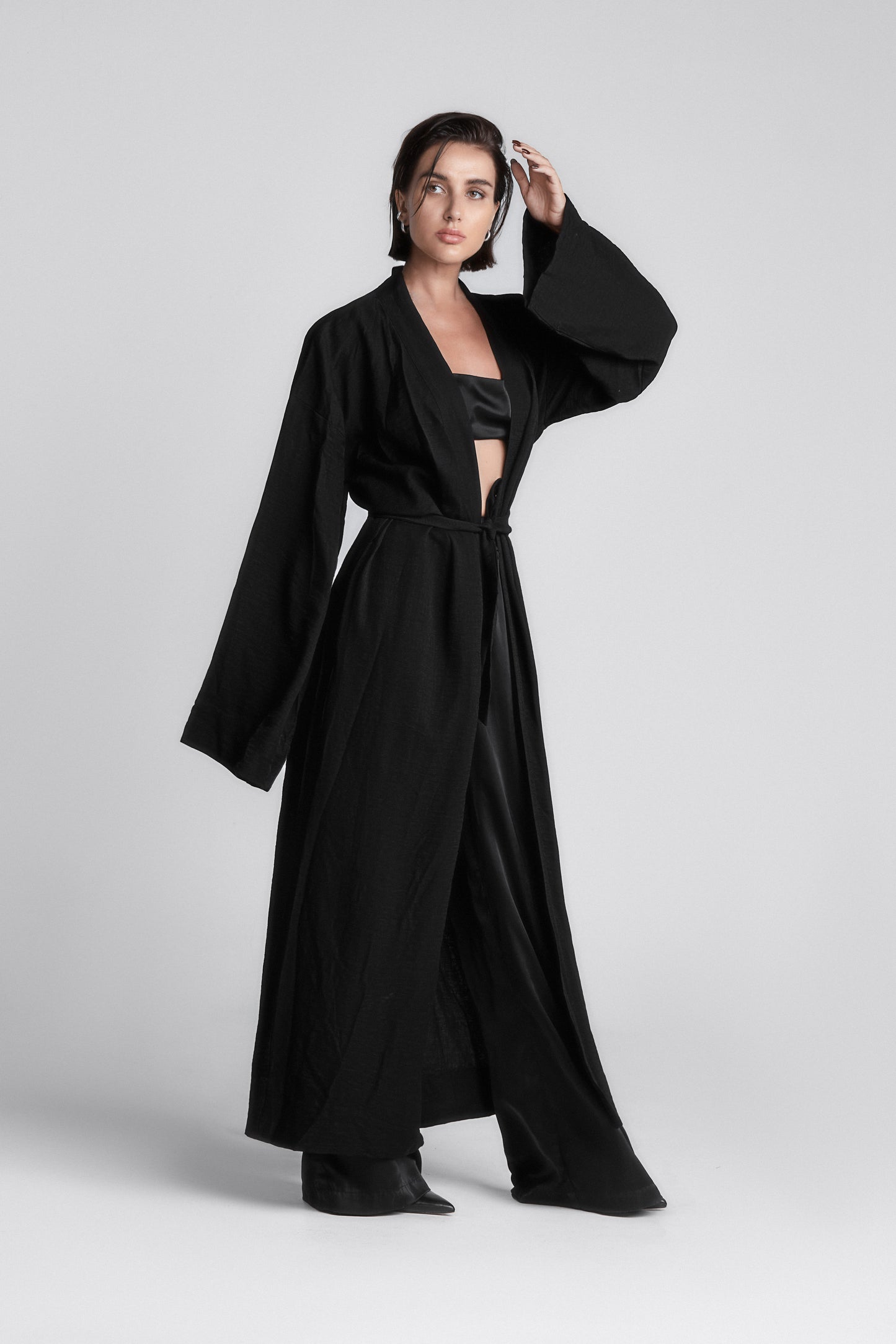 Black linen kimono