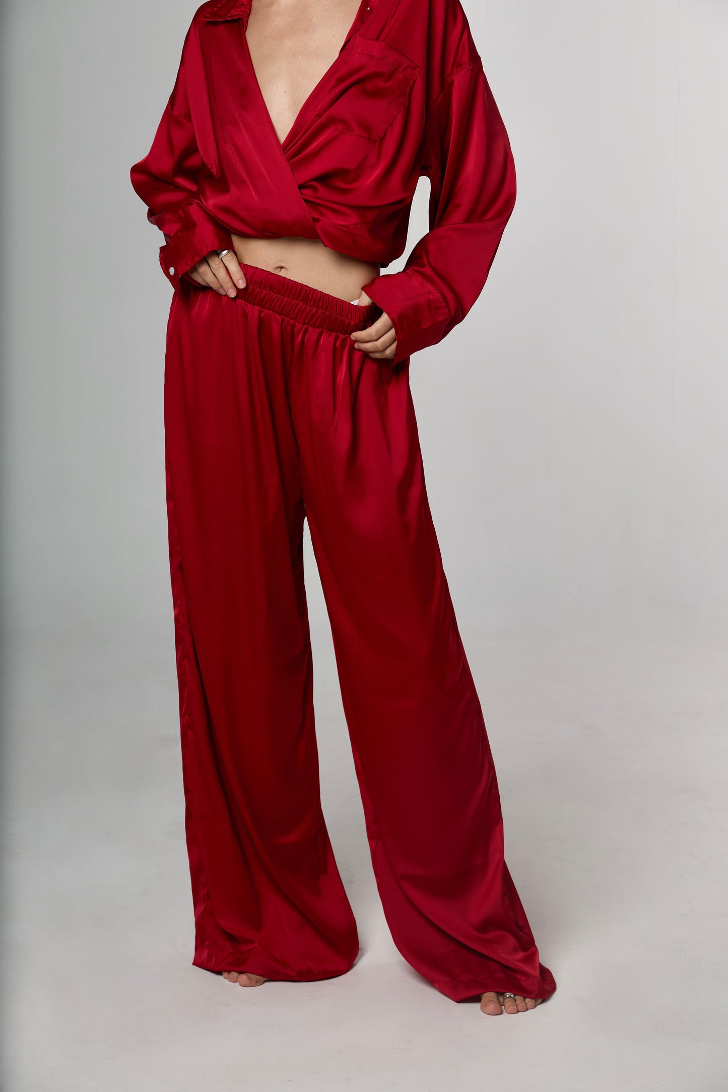 Silk suit red