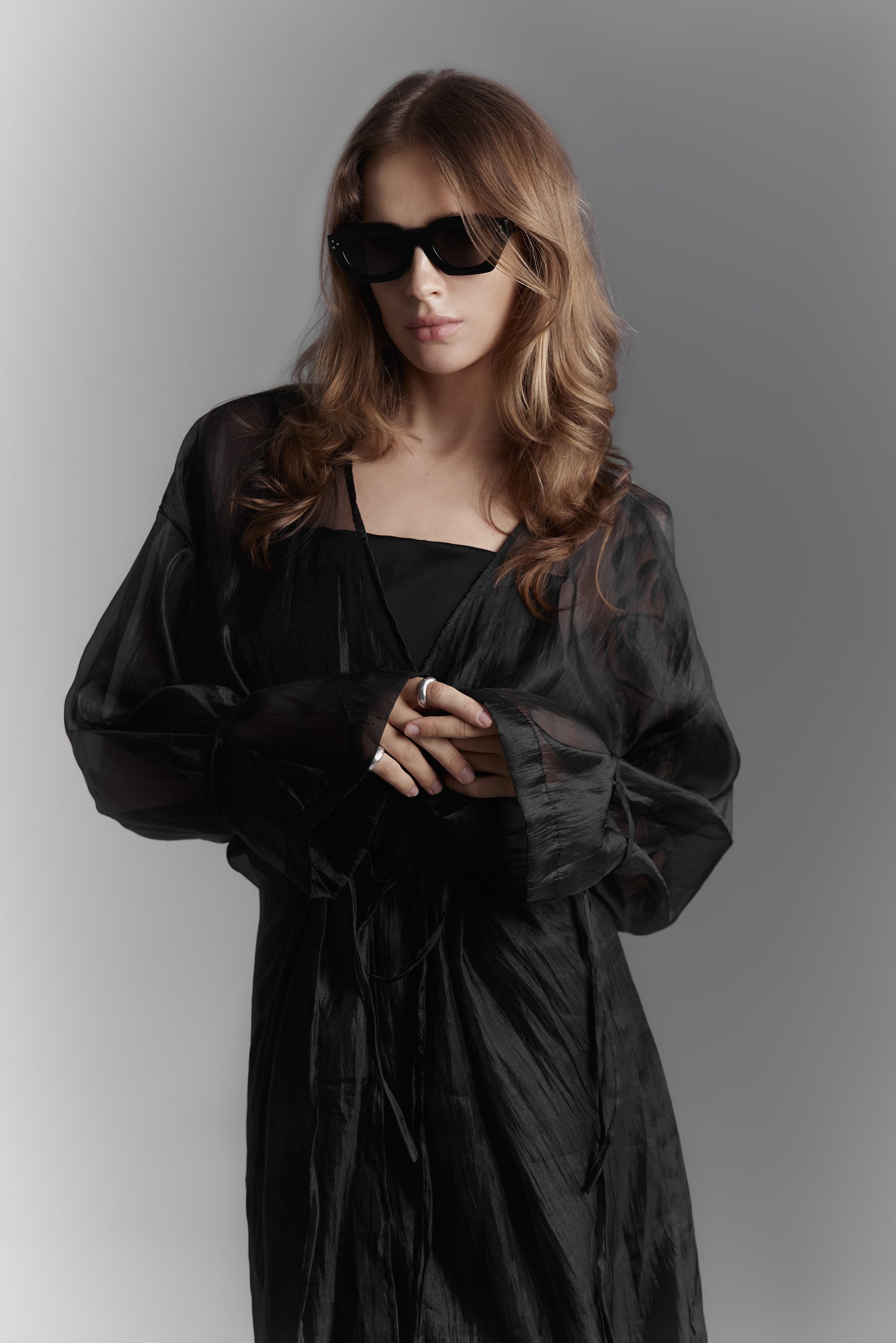 Black transparent kimono-dress