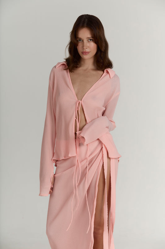 Moonlight Pink tie-blouse
