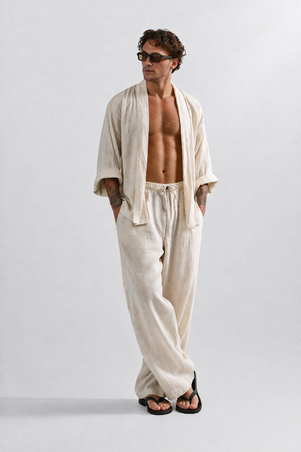 Linen Short Kimono, Men