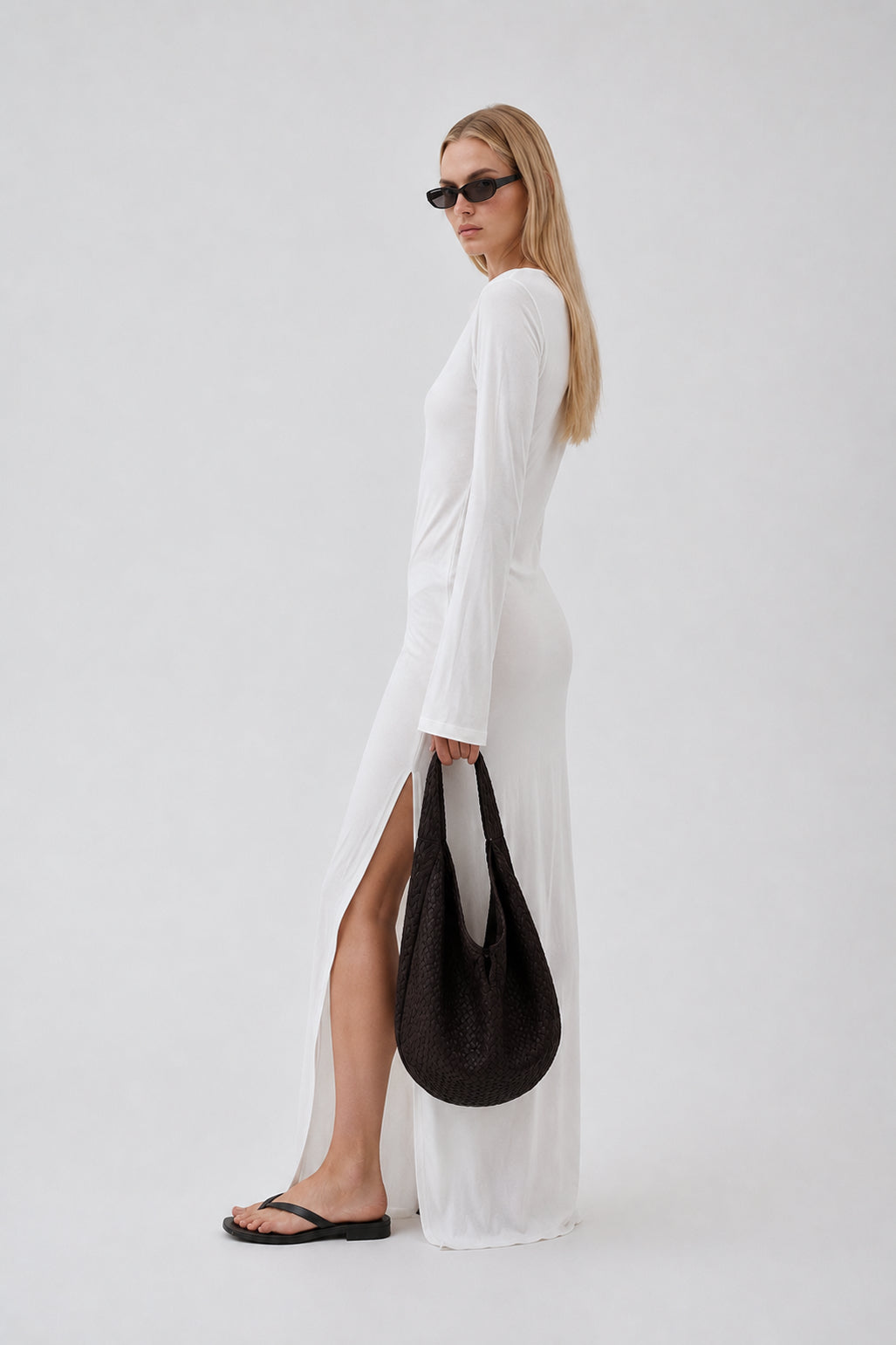 Long cotton dress white