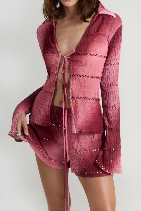 Moonlight Marsala tie-blouse