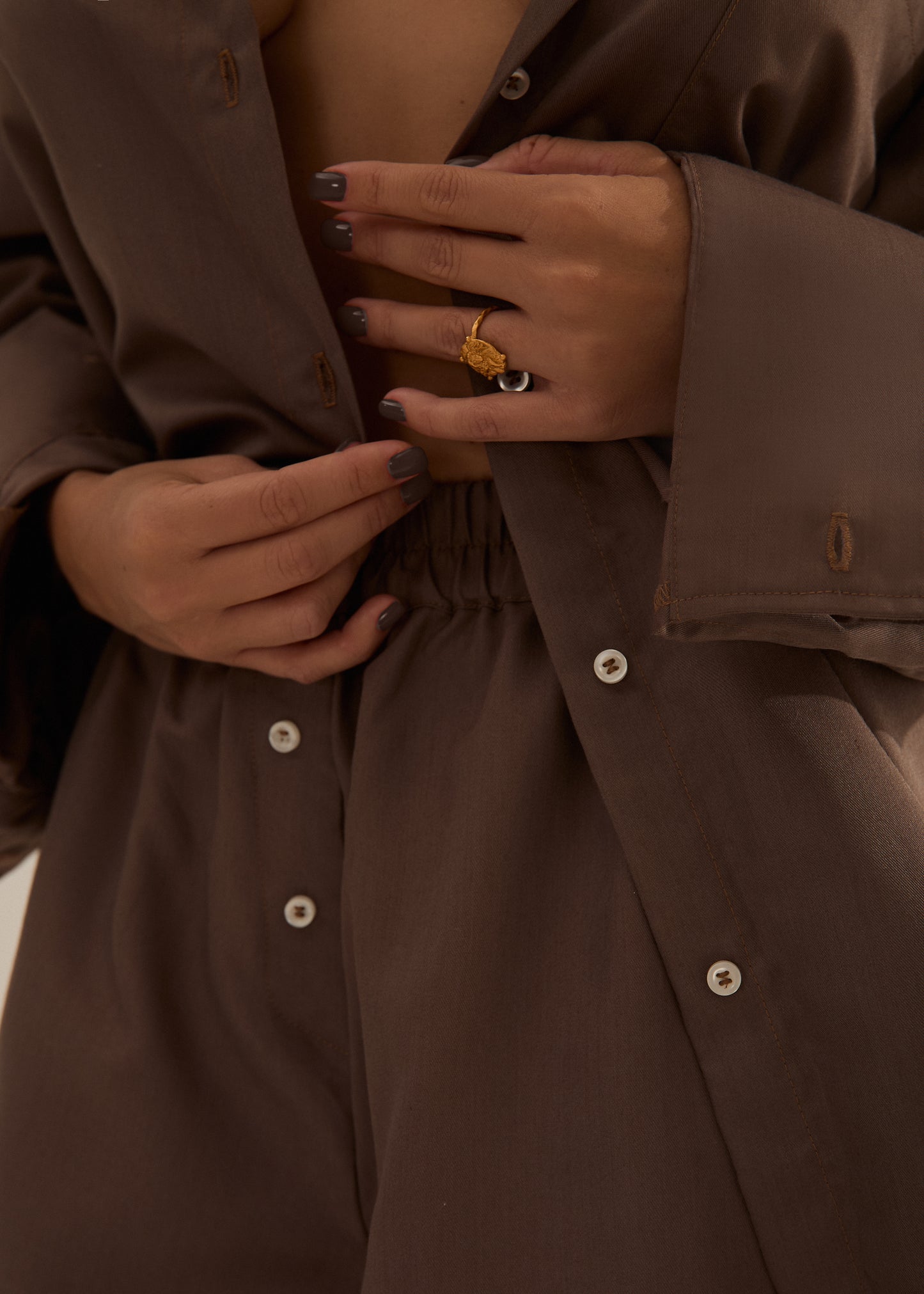 Cotton boxer shorts in brown