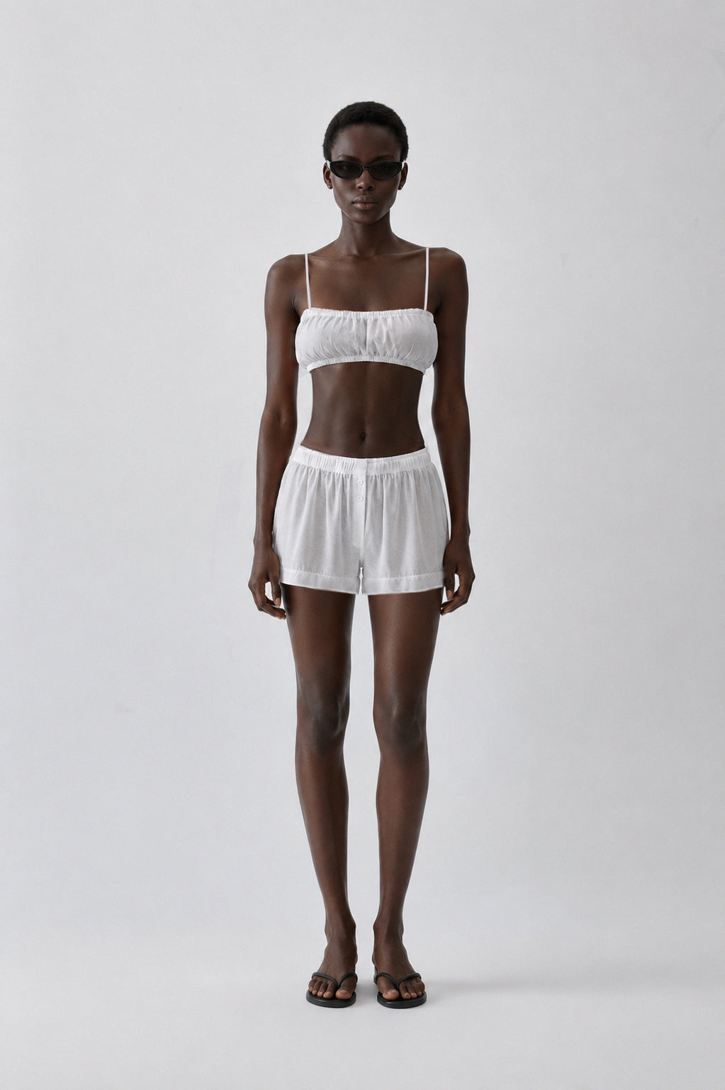 Veil cotton shorts white